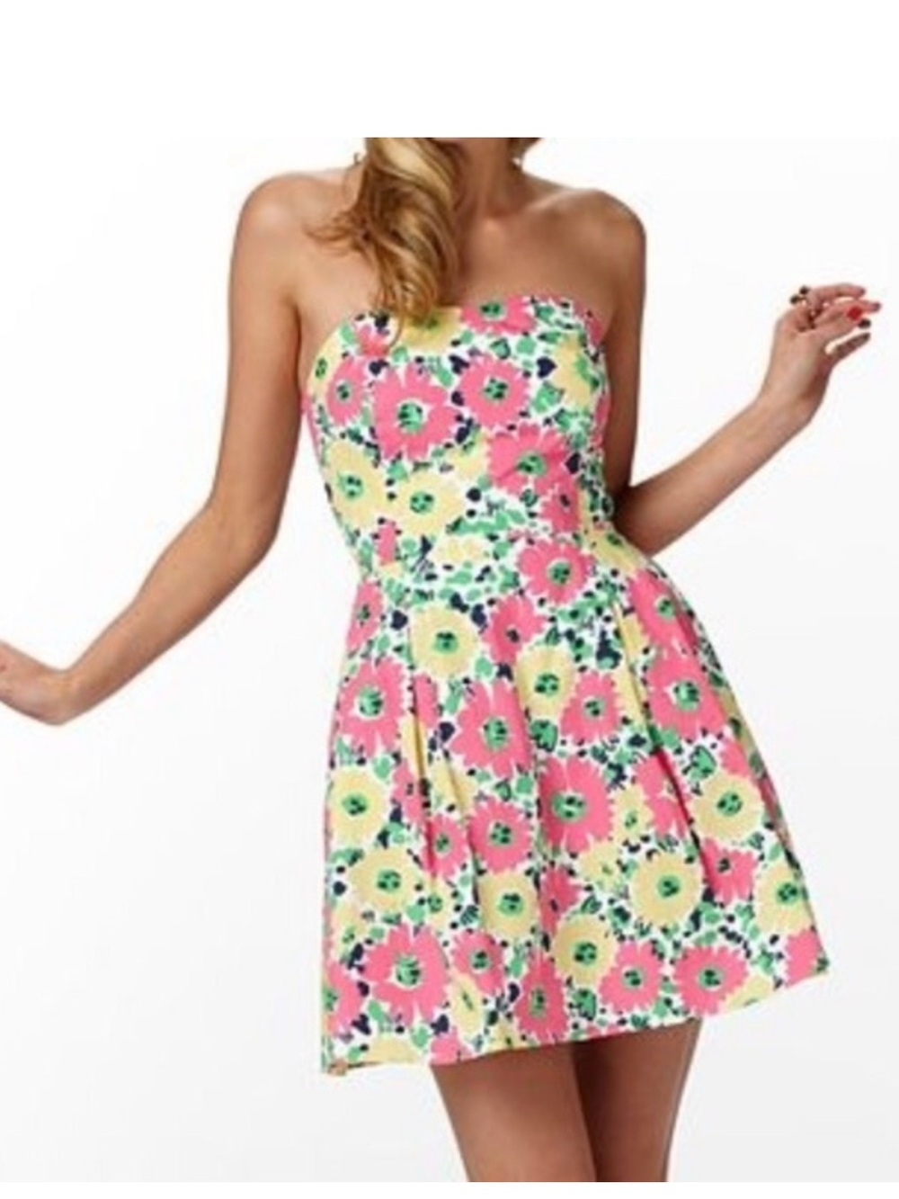 Lilly Pulitzer Floral Ladybug Strapless Dress SZ 6